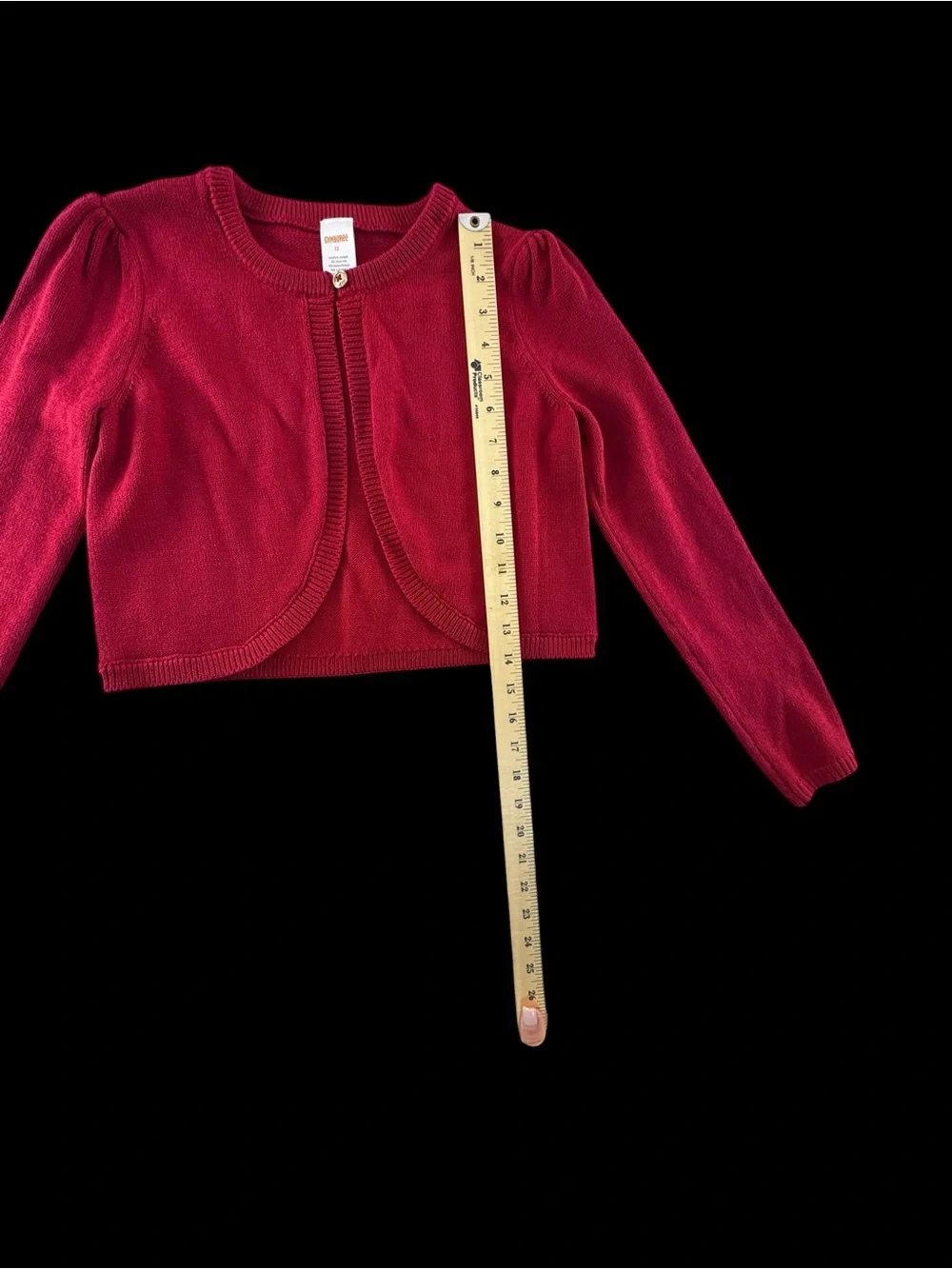 Gymboree Girls red Cropped gold button Cardigan 12